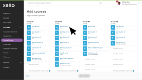 Add courses page. Cursor is selecting "Add Math 10"